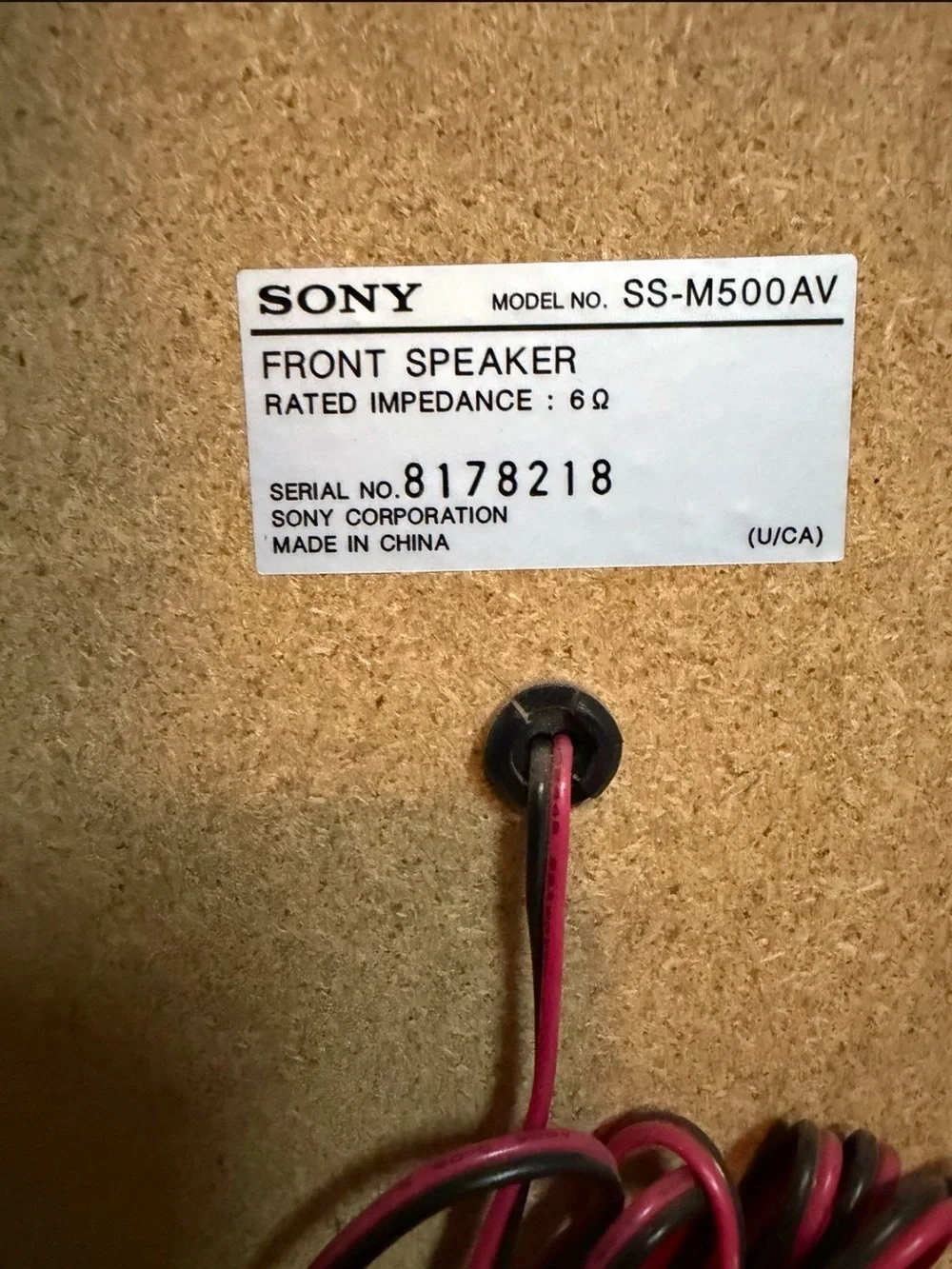 Sony Front Speakers (2x) Model #SS-M500AV